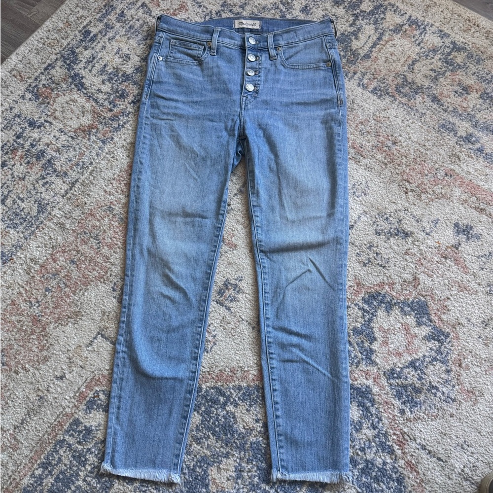 Madewell High Rise Cropped Light Blue Skinny Jeans